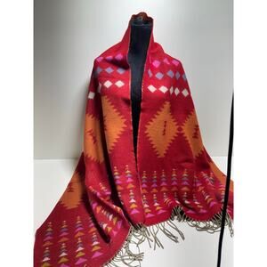 Southwest Aztec Cape Poncho Sweater Fringe One Size Zighilli Made In Italy